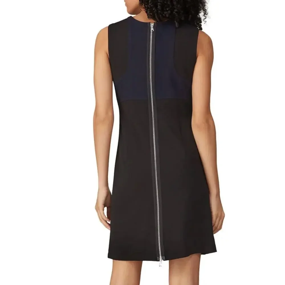 KaufmanFranco Navy Blue Black Mini Sheath Dress Size 4 Career Work Designer $400 - Picture 2 of 9